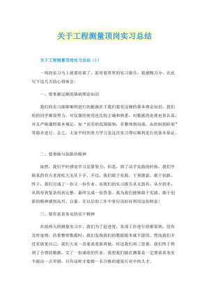 关于工程测量顶岗实习总结.doc