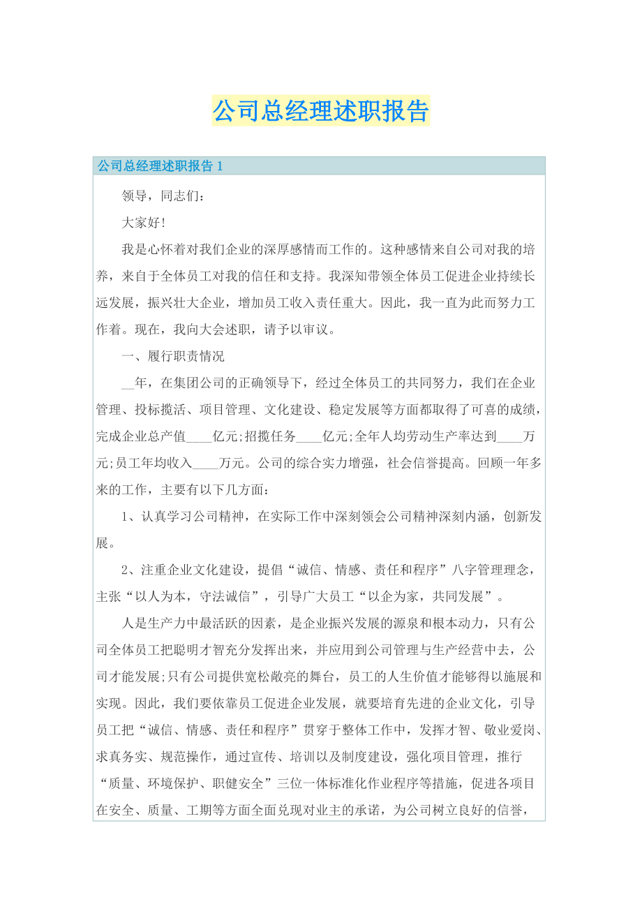 公司总经理述职报告.doc_第1页