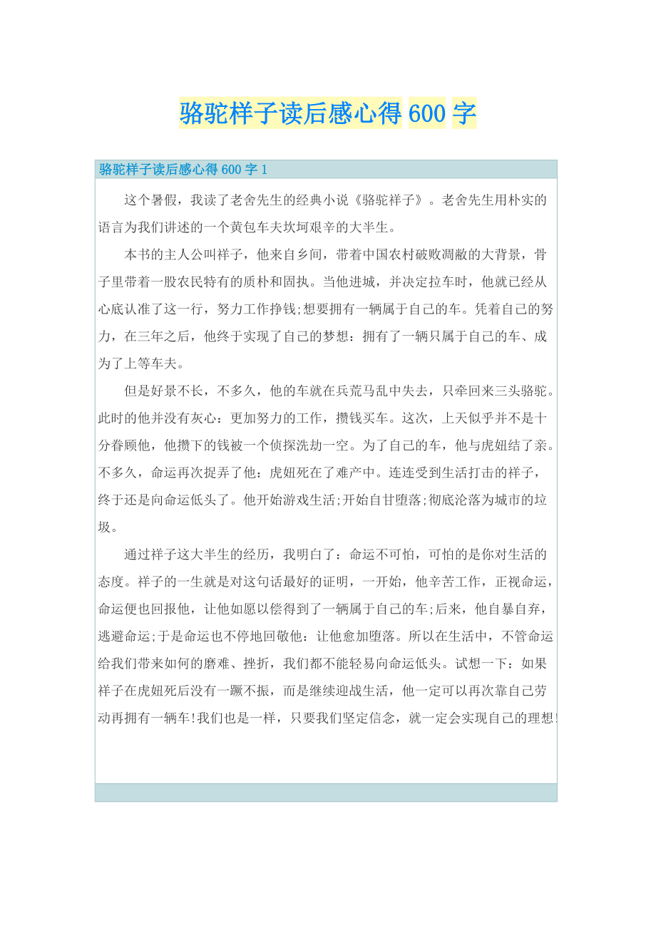 骆驼样子读后感心得600字.doc_第1页