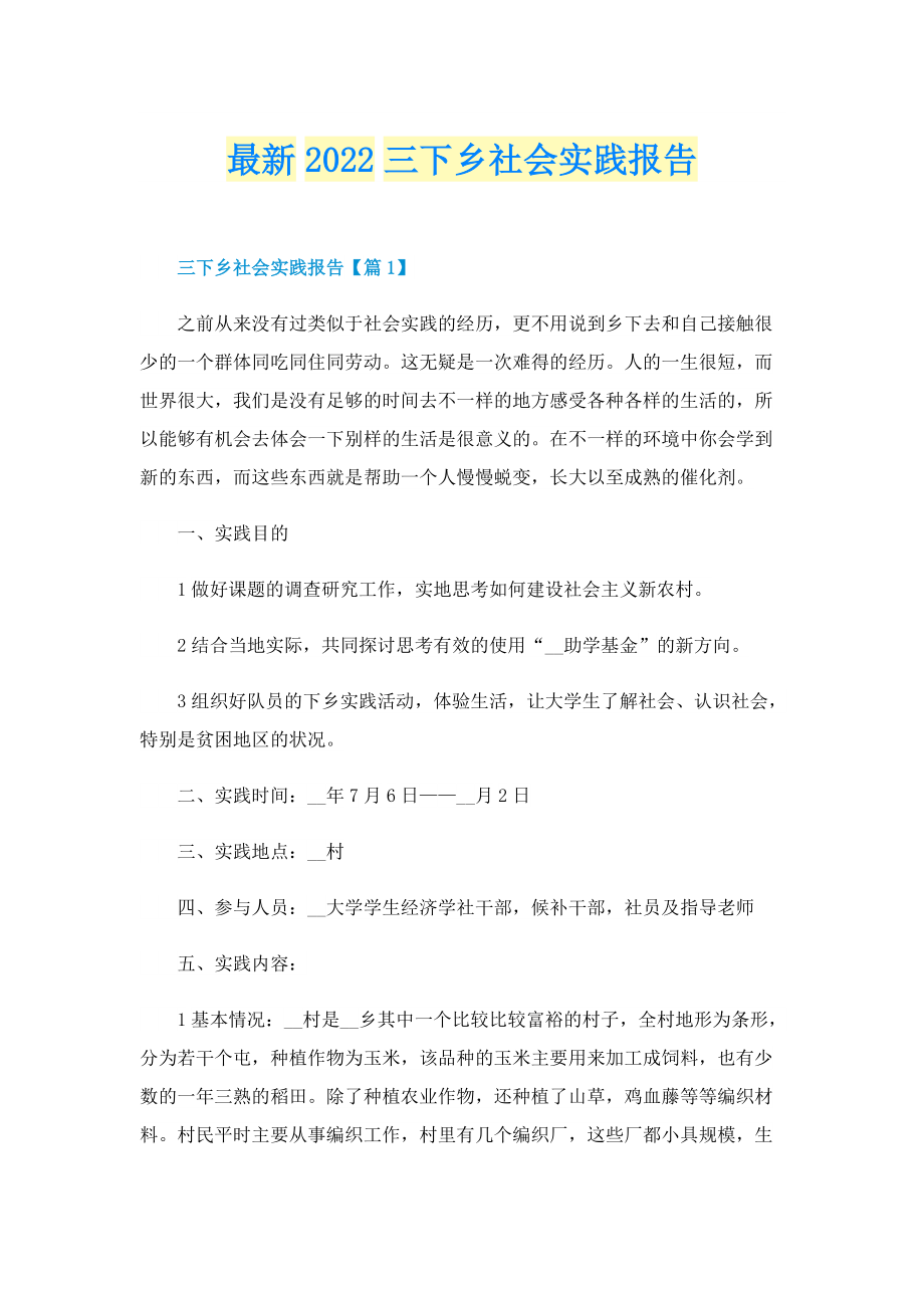 最新2022三下乡社会实践报告.doc_第1页