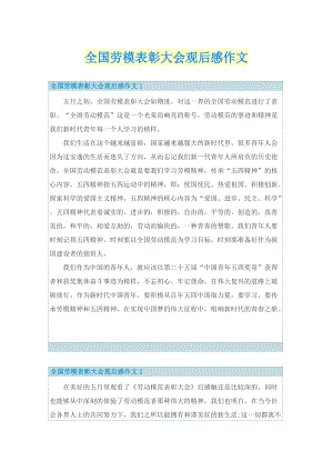 全国劳模表彰大会观后感作文.doc