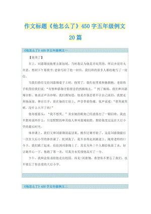 作文标题《他怎么了》450字五年级例文20篇.doc