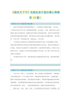 《国安天下宁》电视纪录片观后感心得感受（9篇）.doc