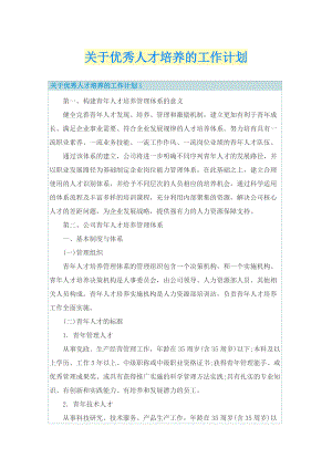 关于优秀人才培养的工作计划.doc