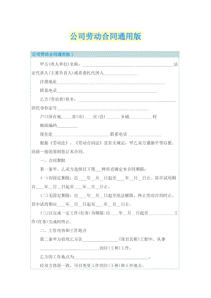 公司劳动合同通用版.doc