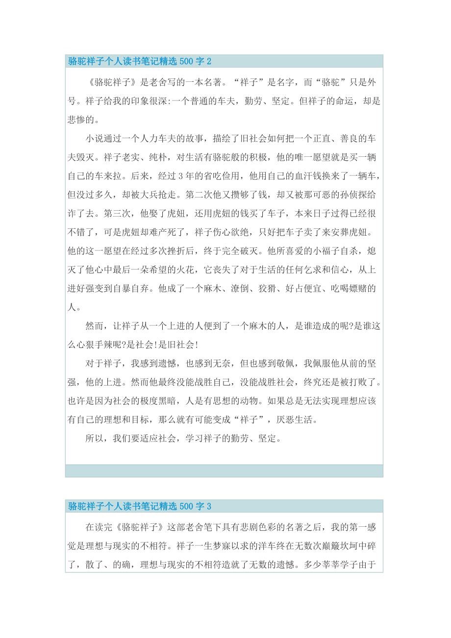 骆驼祥子个人读书笔记精选500字.doc_第2页