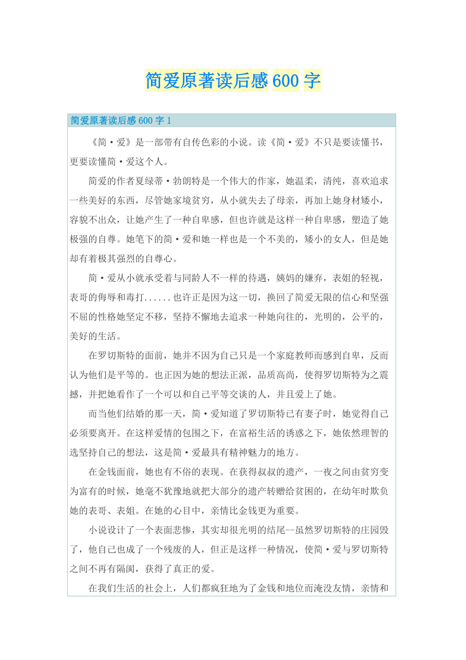 简爱原著读后感600字.doc_第1页