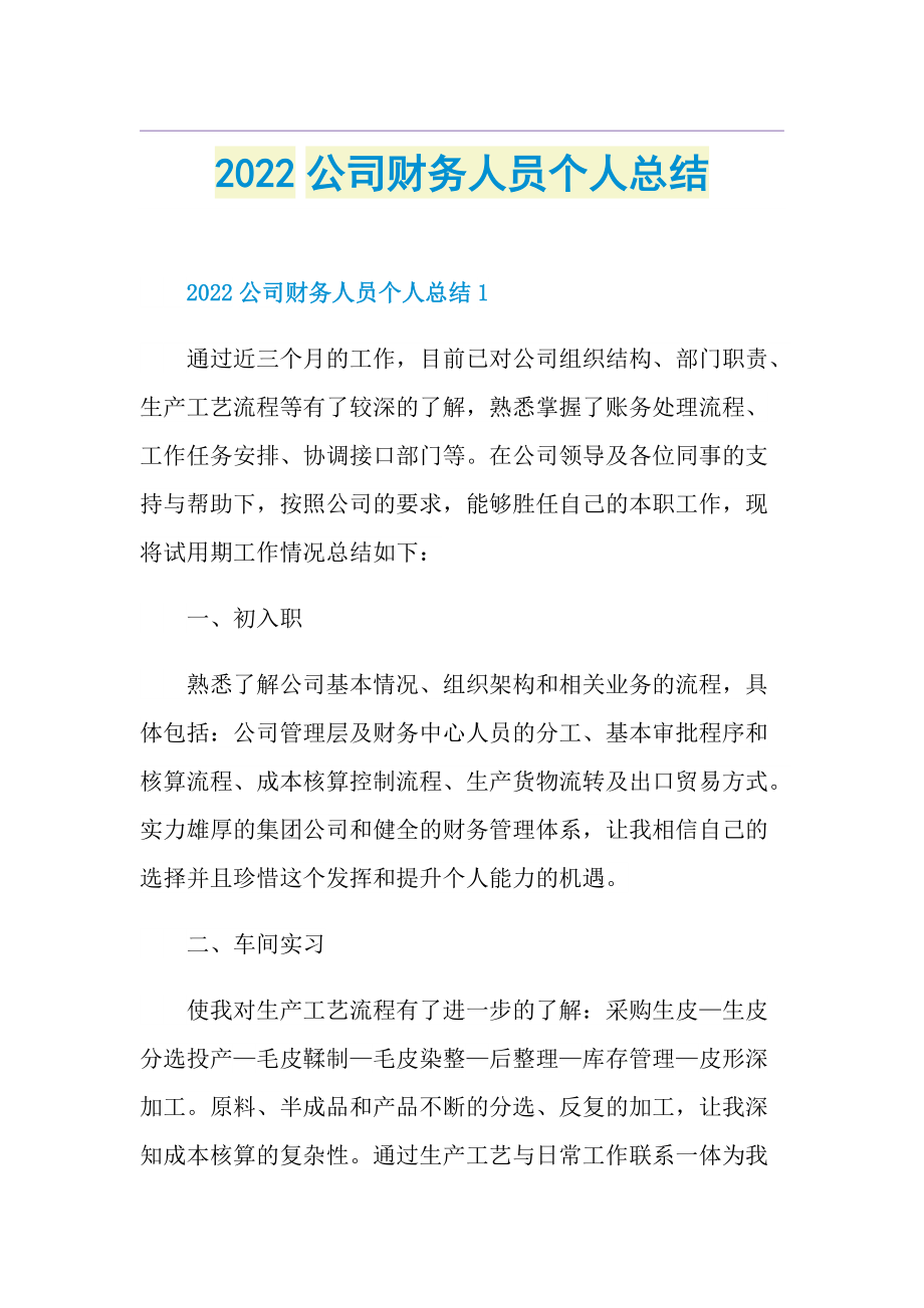 2022公司财务人员个人总结.doc_第1页