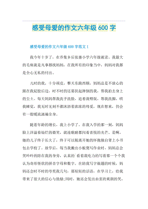 感受母爱的作文六年级600字.doc