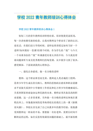 学校2022青年教师培训心得体会.doc