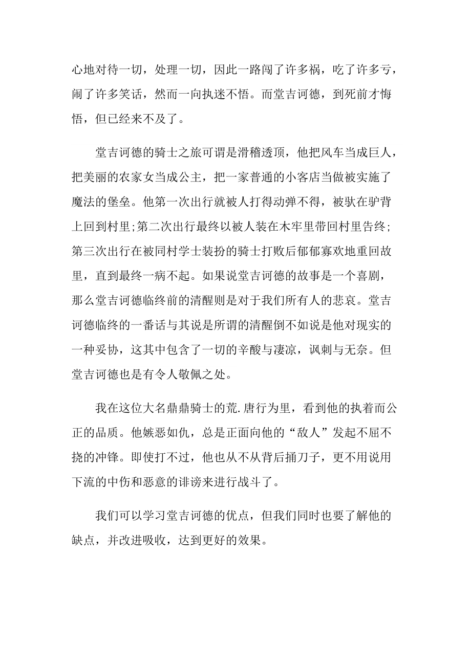 堂吉诃德小说读后感5篇.doc_第3页