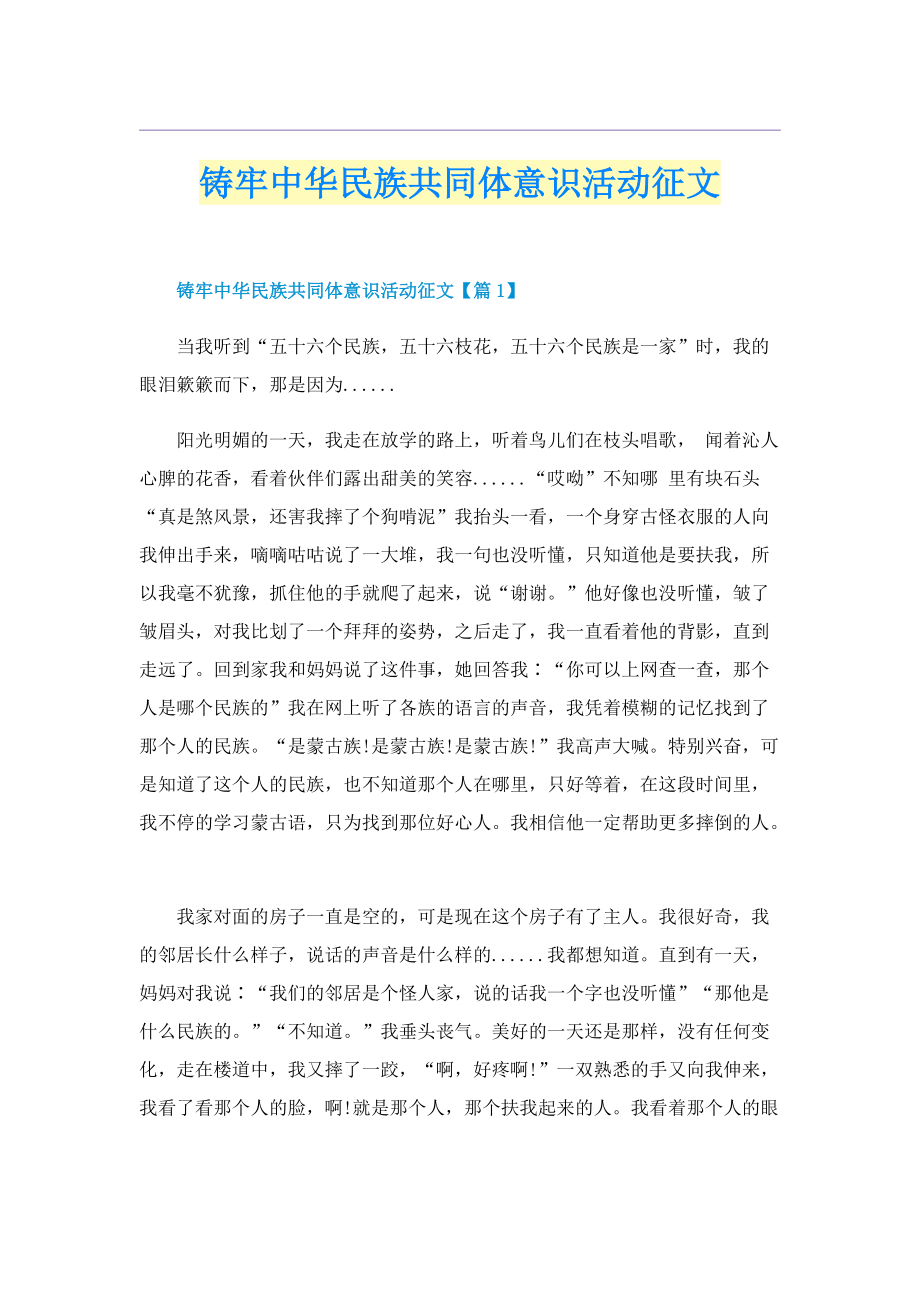 铸牢中华民族共同体意识活动征文.doc_第1页