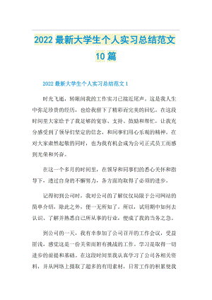 2022最新大学生个人实习总结范文10篇.doc