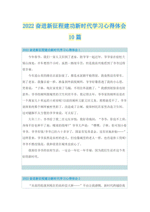 2022奋进新征程建功新时代学习心得体会10篇.doc