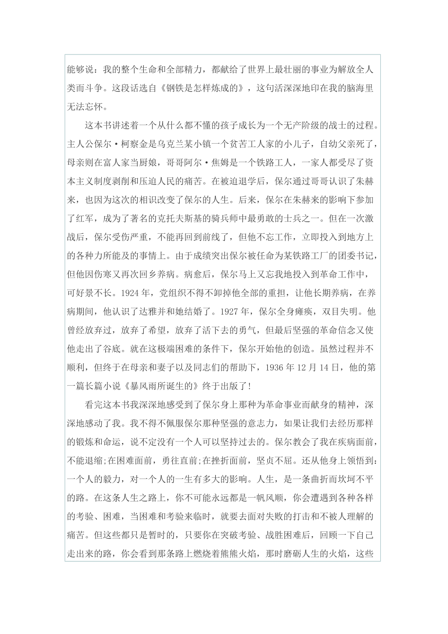 钢铁是怎样炼成的读后心得600字.doc_第3页