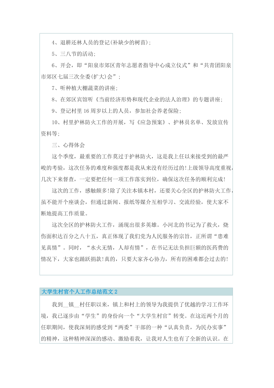 2022大学生村官个人工作总结范文.doc_第2页