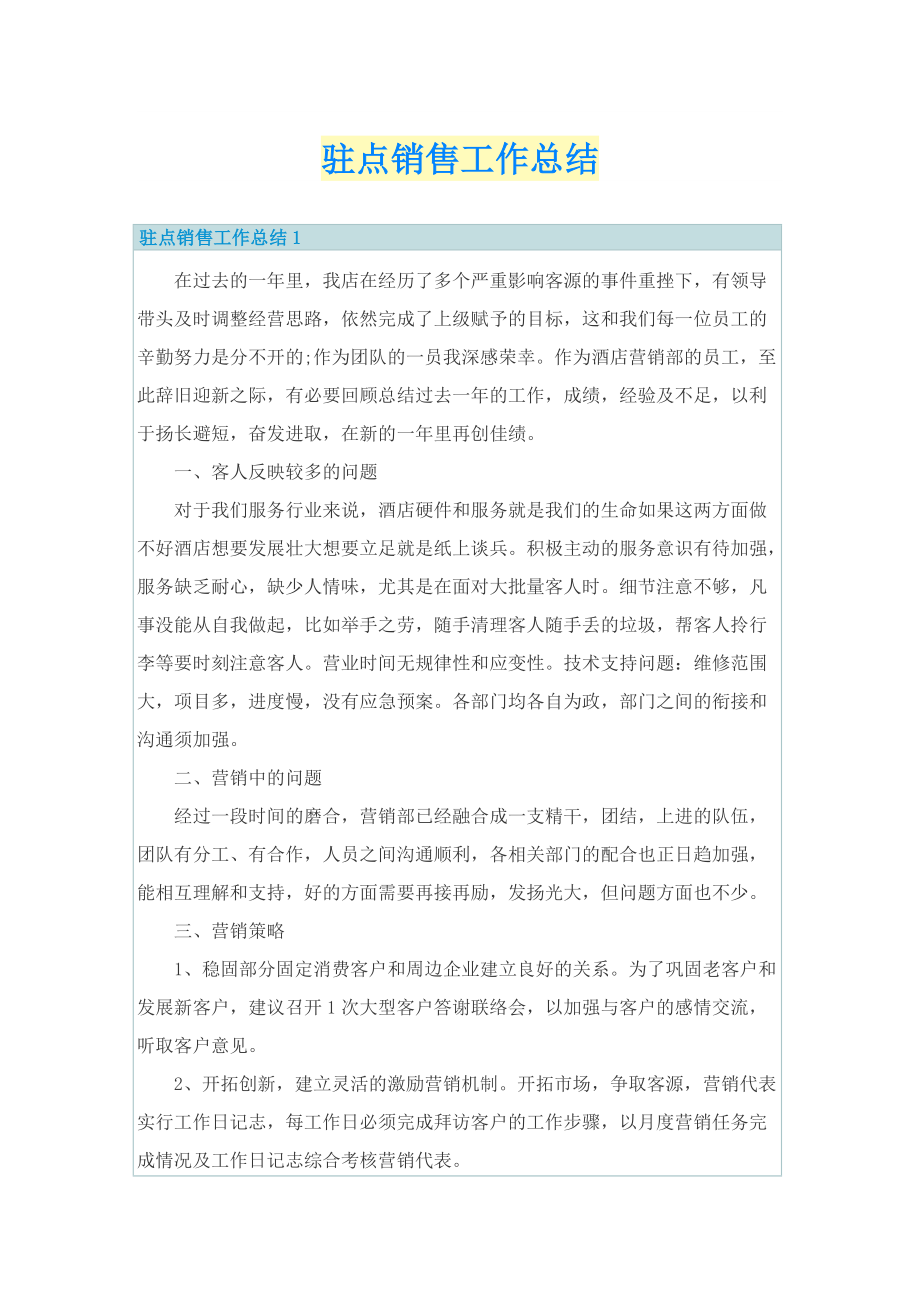 驻点销售工作总结.doc_第1页