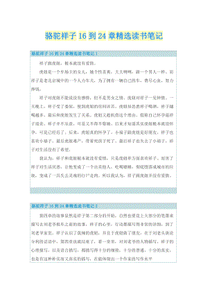 骆驼祥子16到24章精选读书笔记.doc