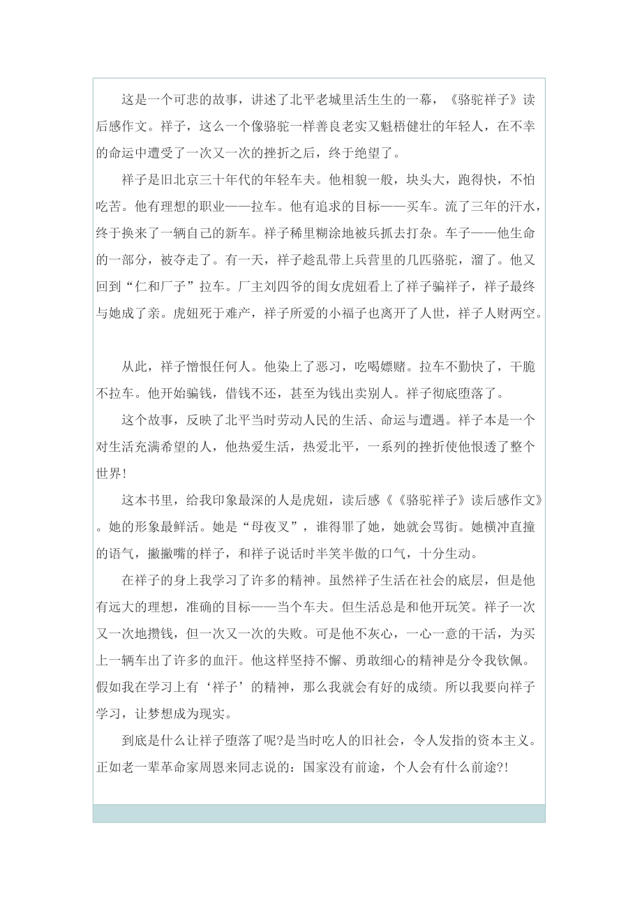 骆驼祥子个人读书笔记精选900字.doc_第3页