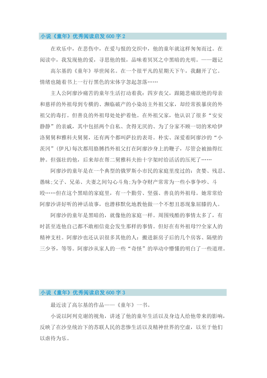 小说《童年》优秀阅读启发600字_1.doc_第2页