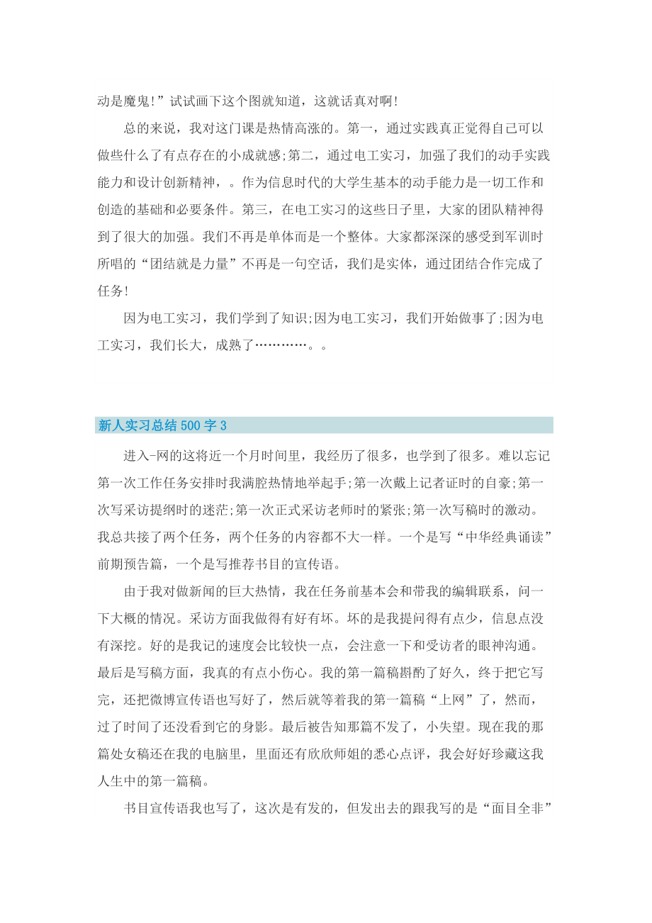 新人实习总结500字10篇.doc_第3页