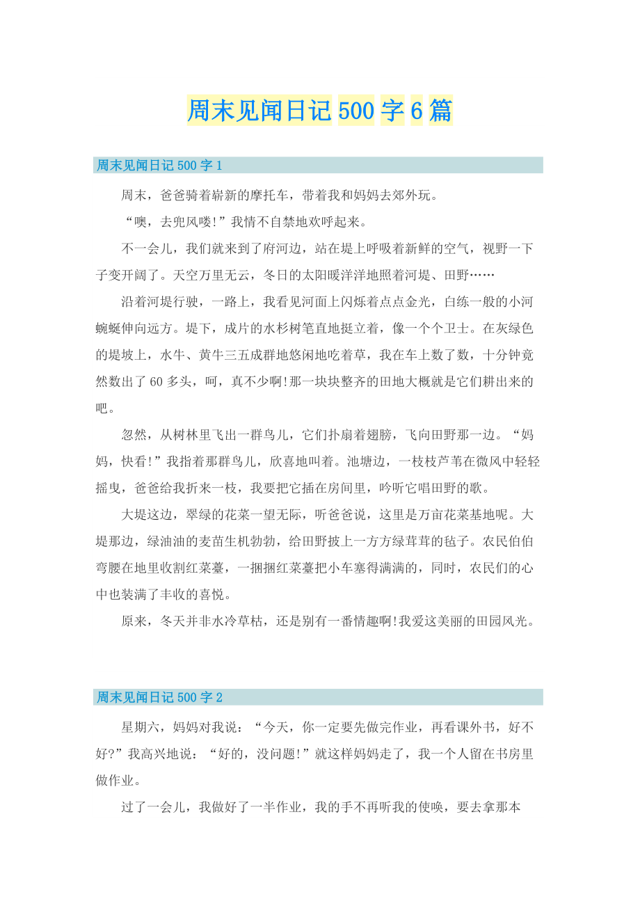 周末见闻日记500字6篇.doc_第1页