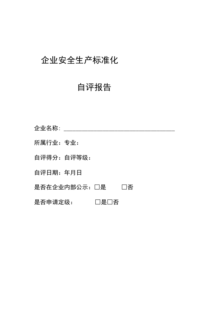 江苏企业安全生产标准化自评报告、二级安全生产标准化定级申请表、评审报告.docx_第1页