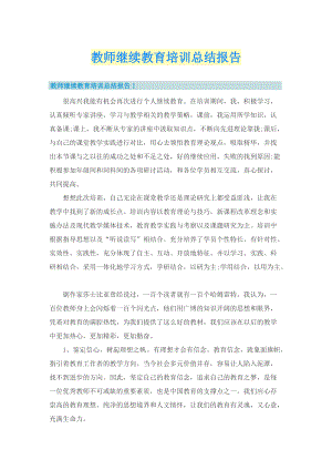 教师继续教育培训总结报告.doc