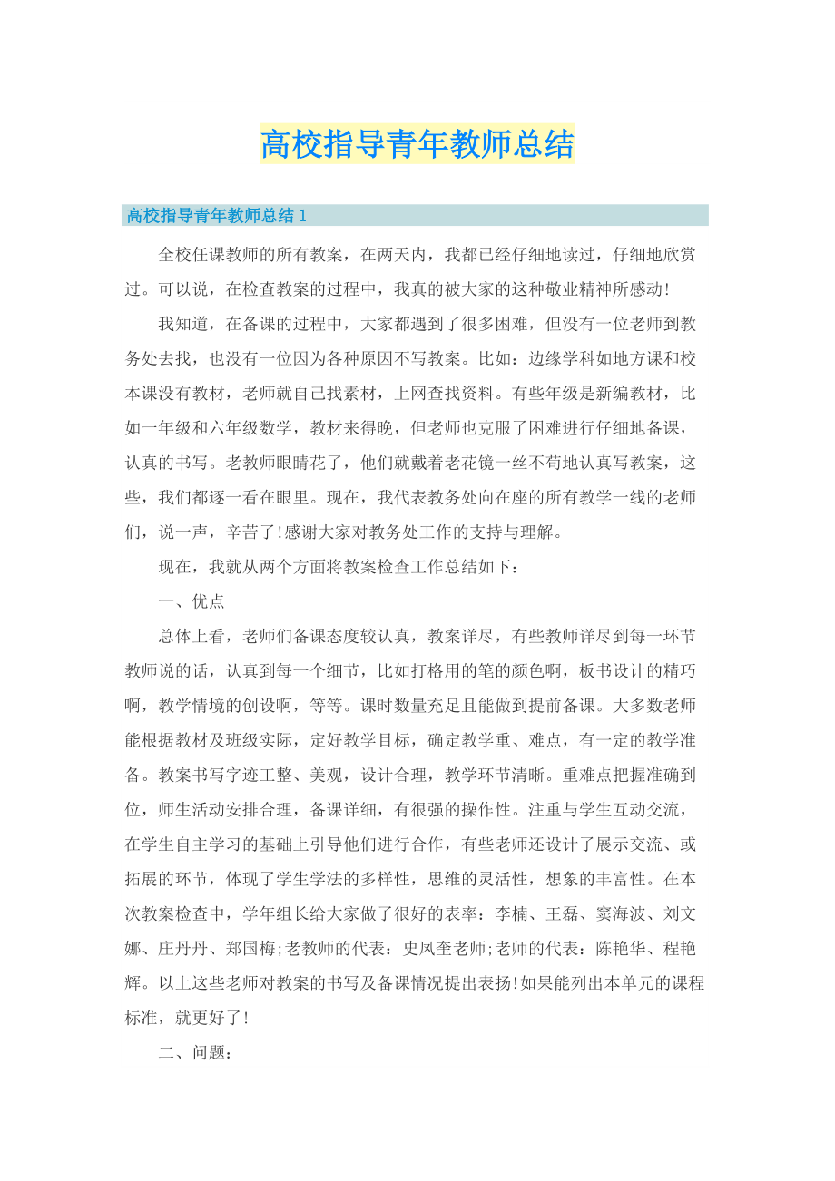 高校指导青年教师总结.doc_第1页