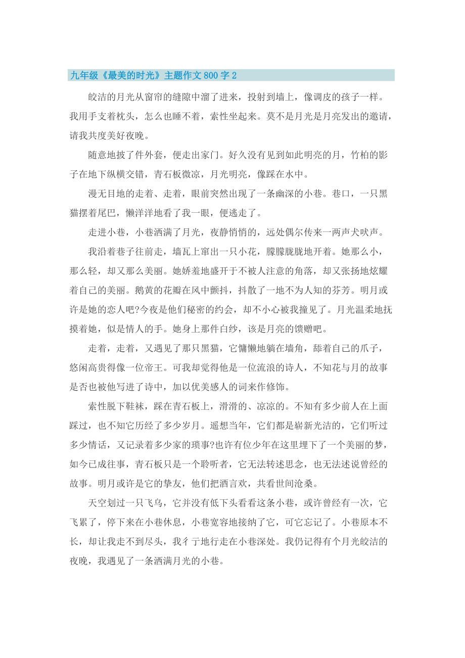 九年级《最美的时光》主题作文800字.doc_第2页