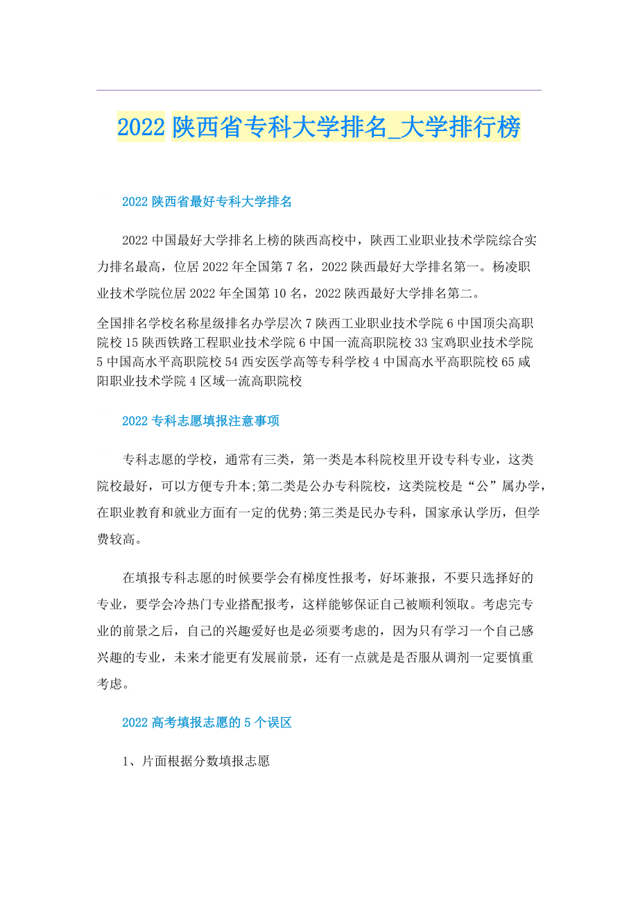 2022陕西省专科大学排名_大学排行榜_1.doc_第1页