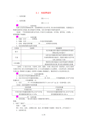 八级物理上册-3.1-光世界巡行练习-新版粤教沪版.doc