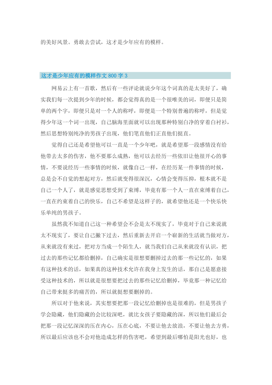 这才是少年应有的模样作文800字（10篇）.doc_第3页