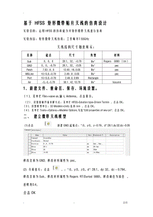 HFSS矩形微带贴片天线的仿真设计报告.doc