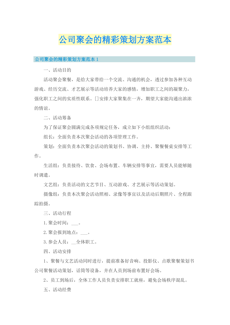 公司聚会的精彩策划方案范本.doc_第1页