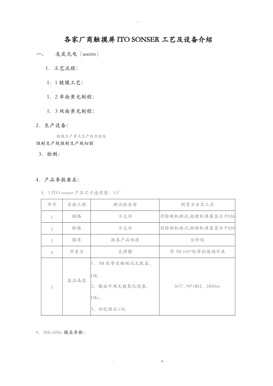 各家厂商触摸屏ITOSONSER工艺设计及设备介绍.doc_第1页