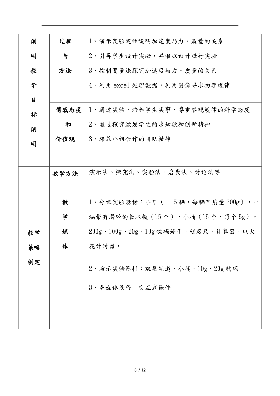 探究加速度与力质量的关系教学设计说明.doc_第3页