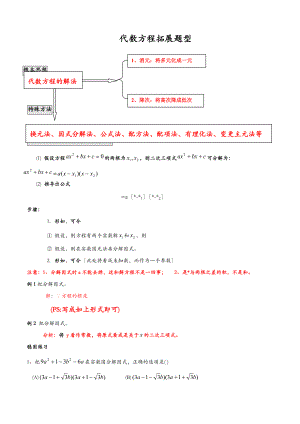 初二代数方程拓展难.doc