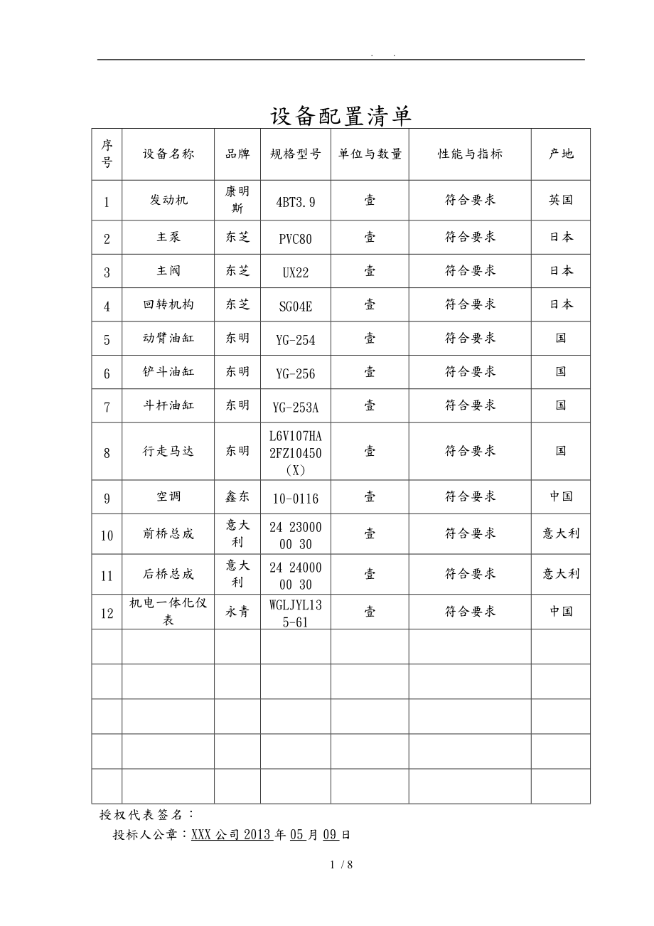 招投标设备配置表与技术响应表.doc_第2页