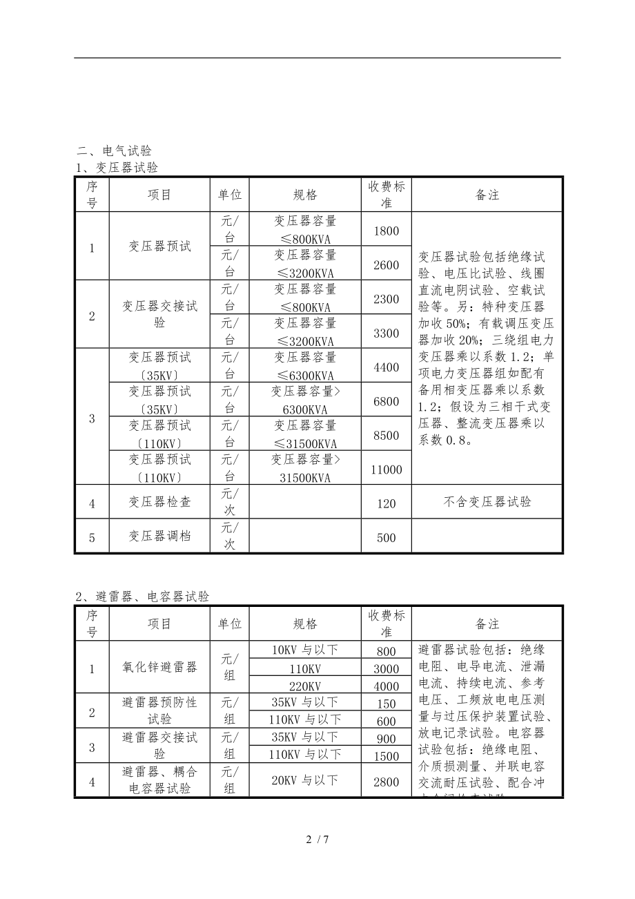 高压电气试验收费标准详.doc_第2页