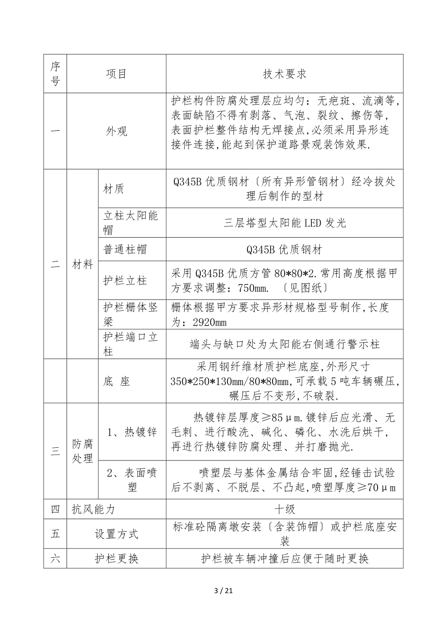 交通护栏及附属设施技术要求技术要求道路隔离护栏技术参数一.doc_第3页