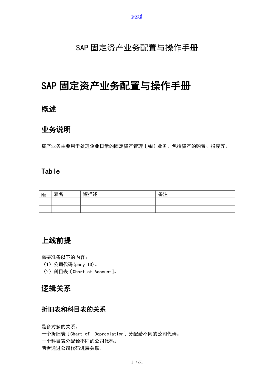 SAP固定资产业务配置及操作手册簿.doc_第1页