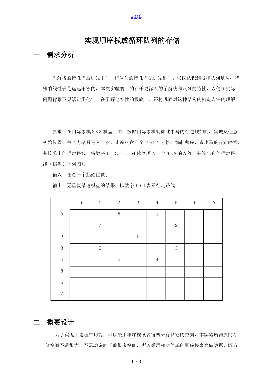 大数据结构马踏棋盘.doc_第1页