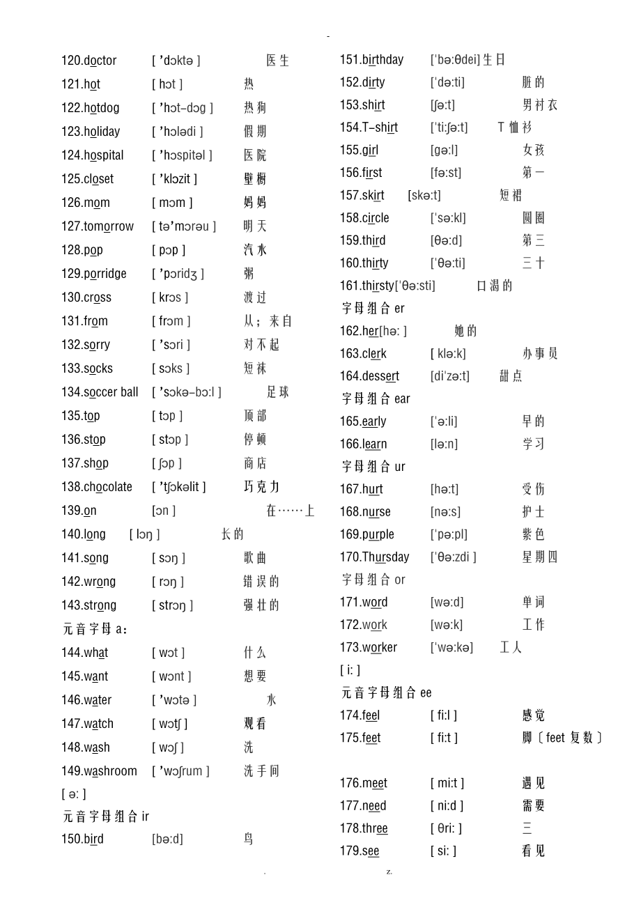 小学6级毕业班小升初英语词汇按音标分类.doc_第3页