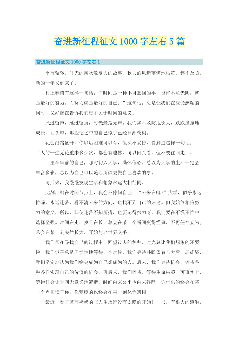 奋进新征程征文1000字左右5篇.doc_第1页