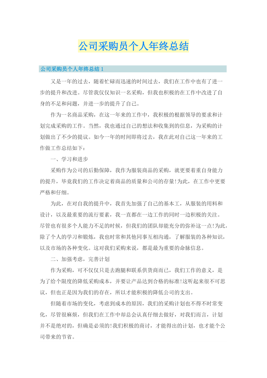 公司采购员个人年终总结.doc_第1页