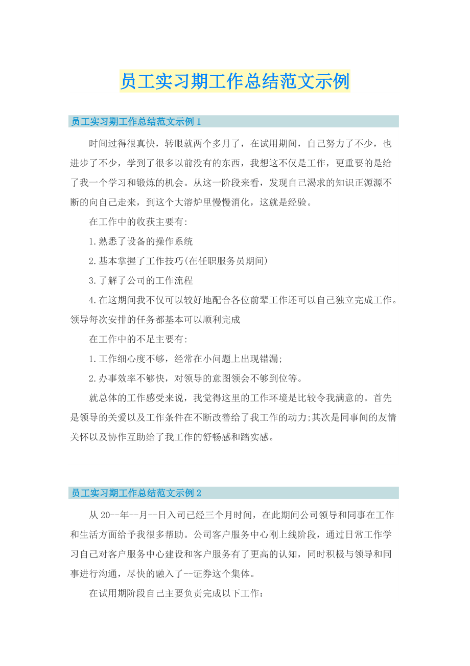 员工实习期工作总结范文示例.doc_第1页