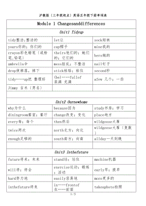 沪教版三级起点英语五级下册单词表.doc