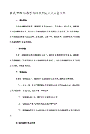 乡镇2022年春季森林草原防灭火应急预案.docx