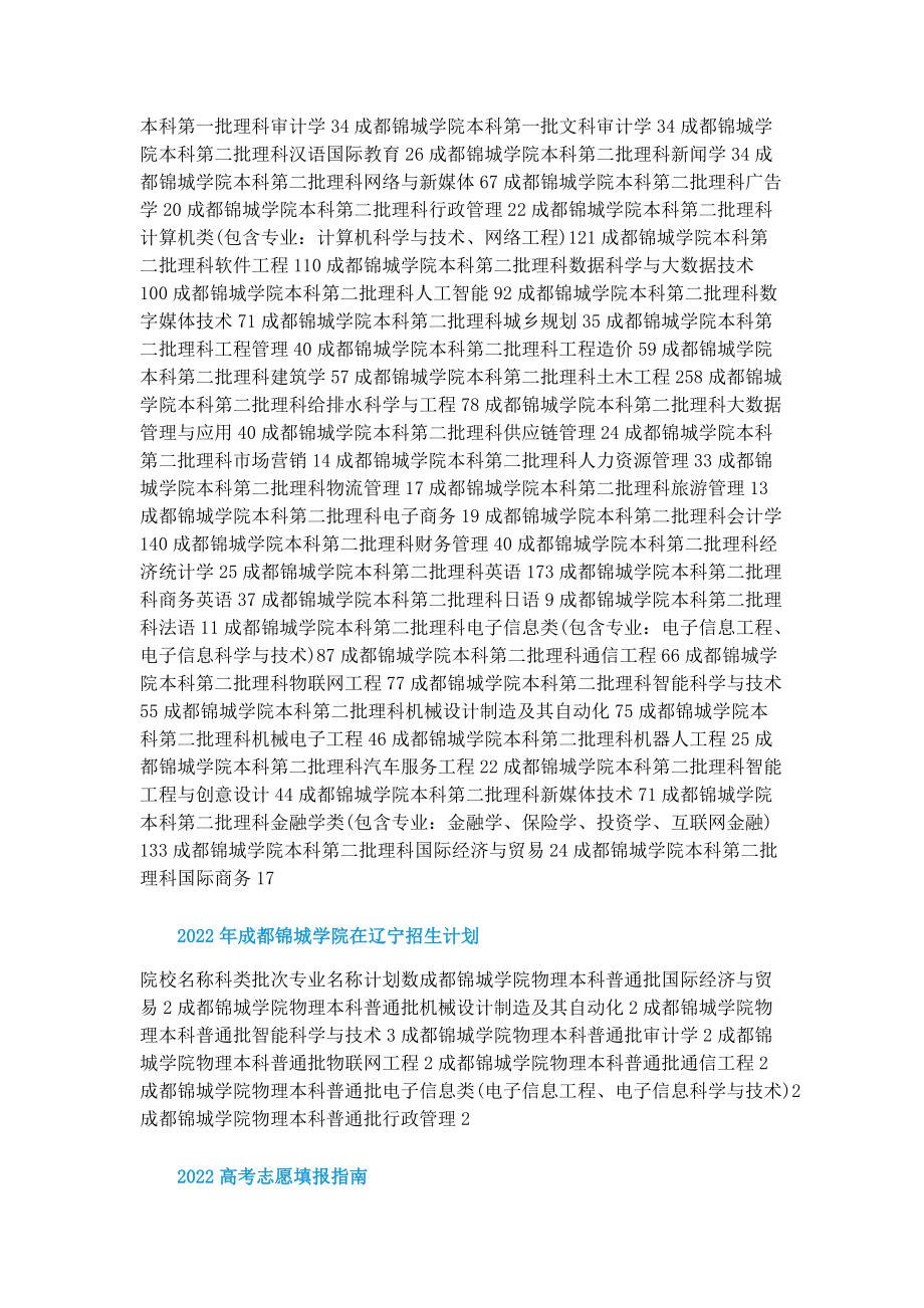 2022年成都锦城学院招生计划.doc_第2页